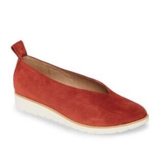 Eileen Fisher Humor Suede Leather Wedge Ballet Style Flats size 8.5 chic minimal